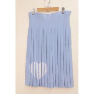 Aleeza Paris Pleated Skirt Light Blue White Heart Knitcore Sz 18T/M #9133